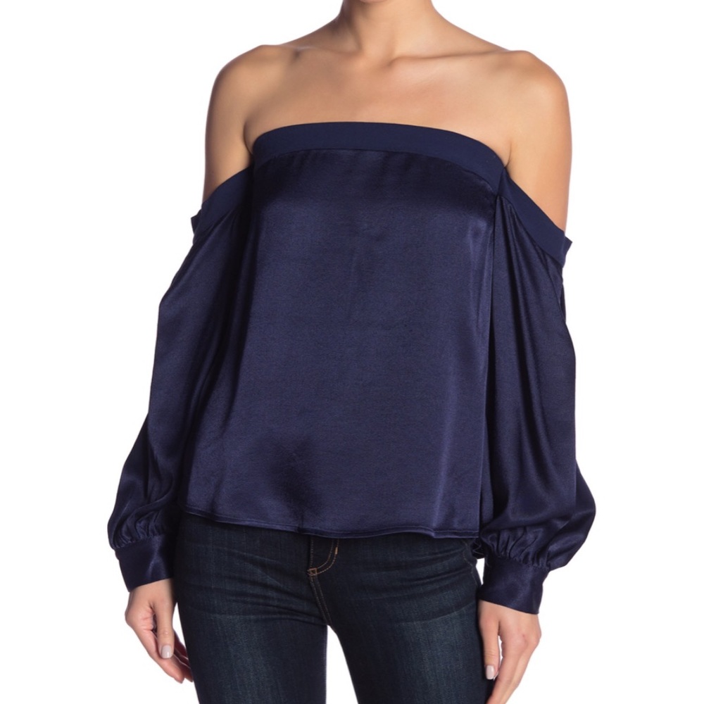 New 1.State Off the Shoulder Satin Top